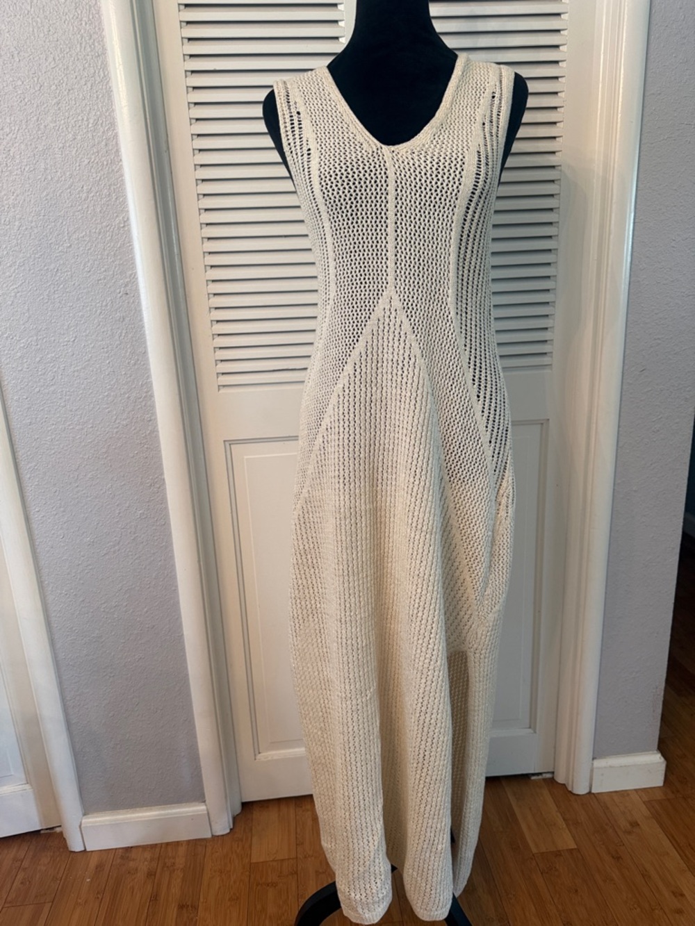 Mango Cream Sleeveless Knit Maxi cover up Dress